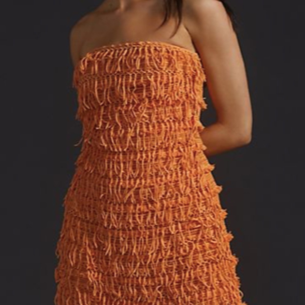 Let Me Be Fringed Tube Mini Dress